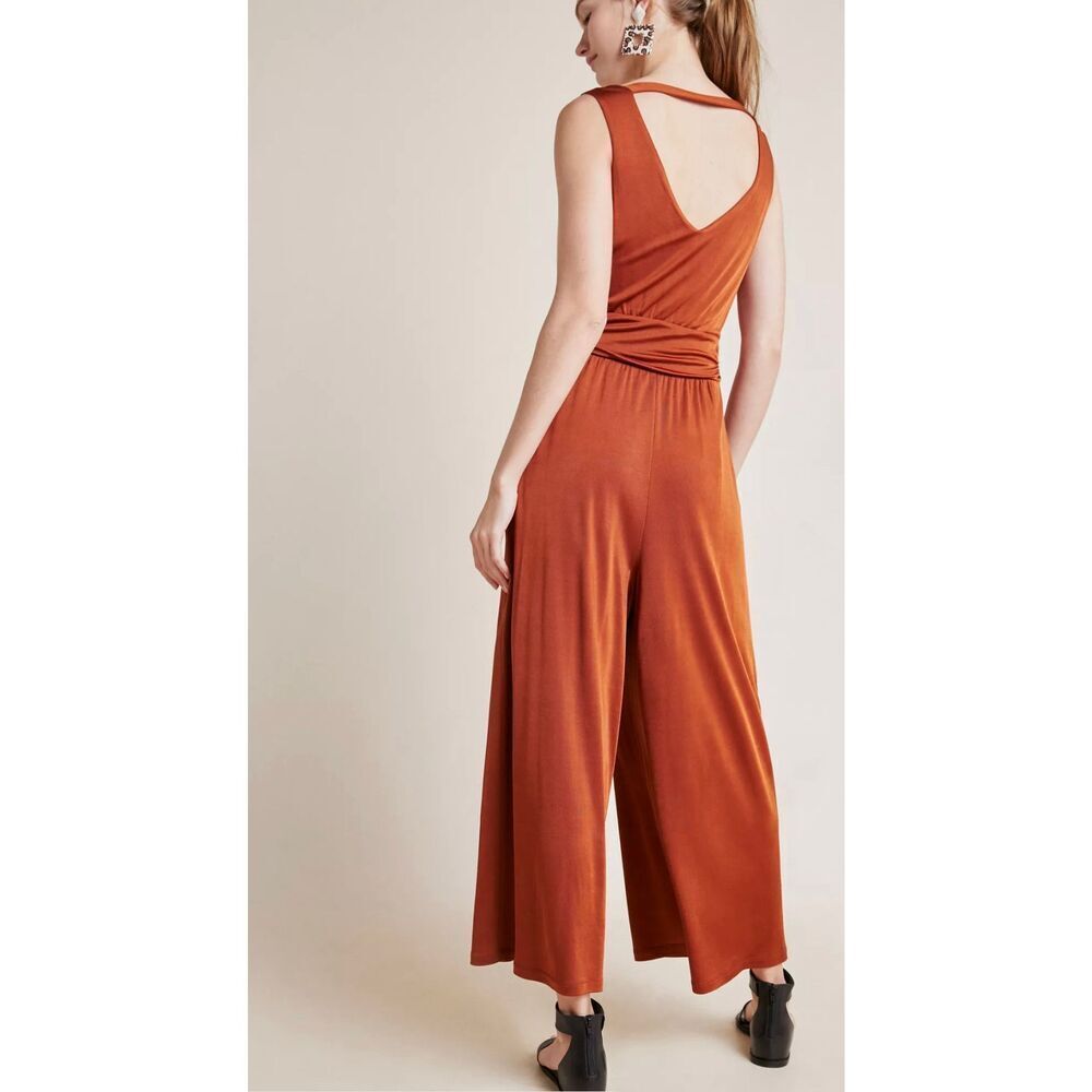 Maeve for Anthropologie Women’s XS Enchantment Jumpsuit Burnt Orange Wide Leg - Picture 2 of 8